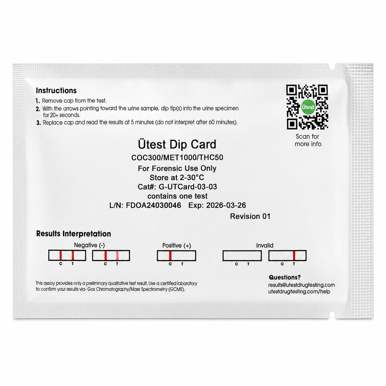3 Panel Drug Test Kit U-test - THC, Cocaine, Meth