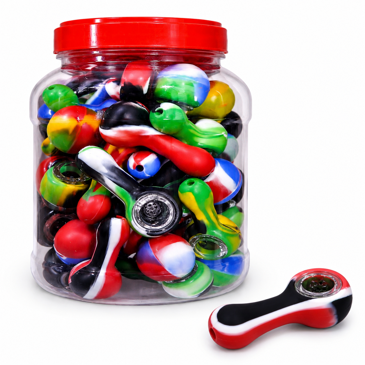 3" Silicone Hand Pipe 50ct Jar - 12Jars/Cs