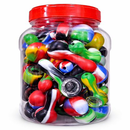 3" Silicone Hand Pipe 50ct Jar - 12Jars/Cs