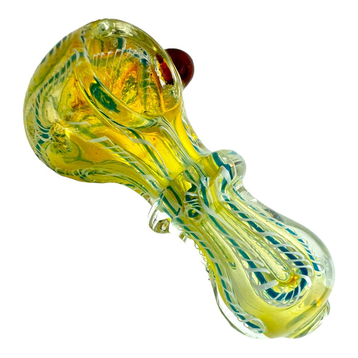 3" Reef Dot Swirl Lines Glass Hand Pipe (Assorted Colors)