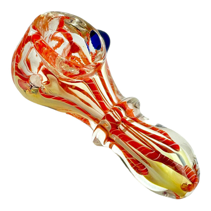 3" Reef Dot Swirl Lines Glass Hand Pipe (Assorted Colors)