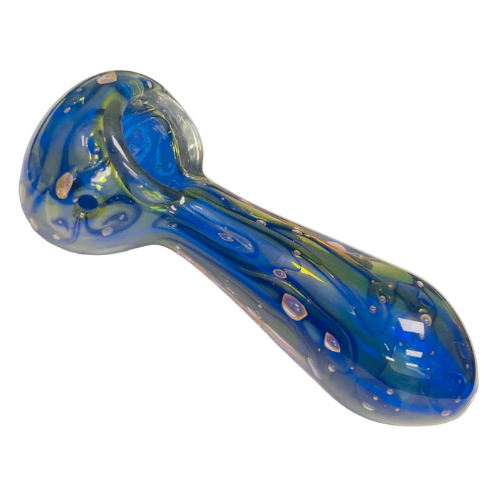 4.5" Gold Blue Fumed Fatty Spoon - Glass Hand Pipe