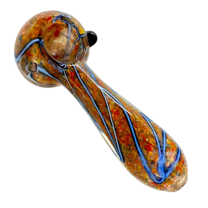 4.5" Mixed Frit WigWag Glass Spoon Hand Pipe (Assorted Colors)