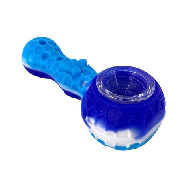 4" Honey Comb Silicone Hand Pipe with Glass Bowl, 5mL Storage and Dabber - TX260