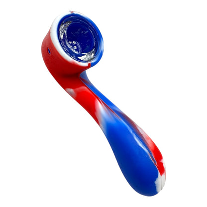 4.5" Silicone Sherlock Hand Pipe with Glass Bowl "DA-004SP"