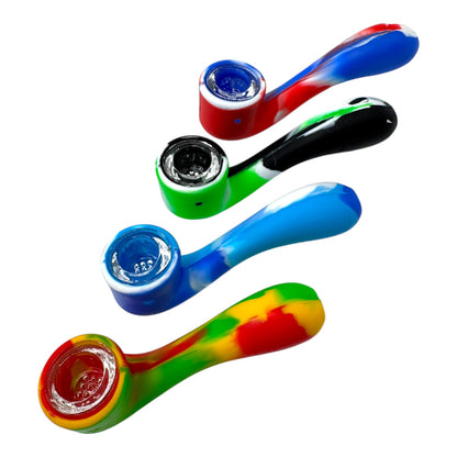 4.5" Silicone Sherlock Hand Pipe with Glass Bowl "DA-004SP"