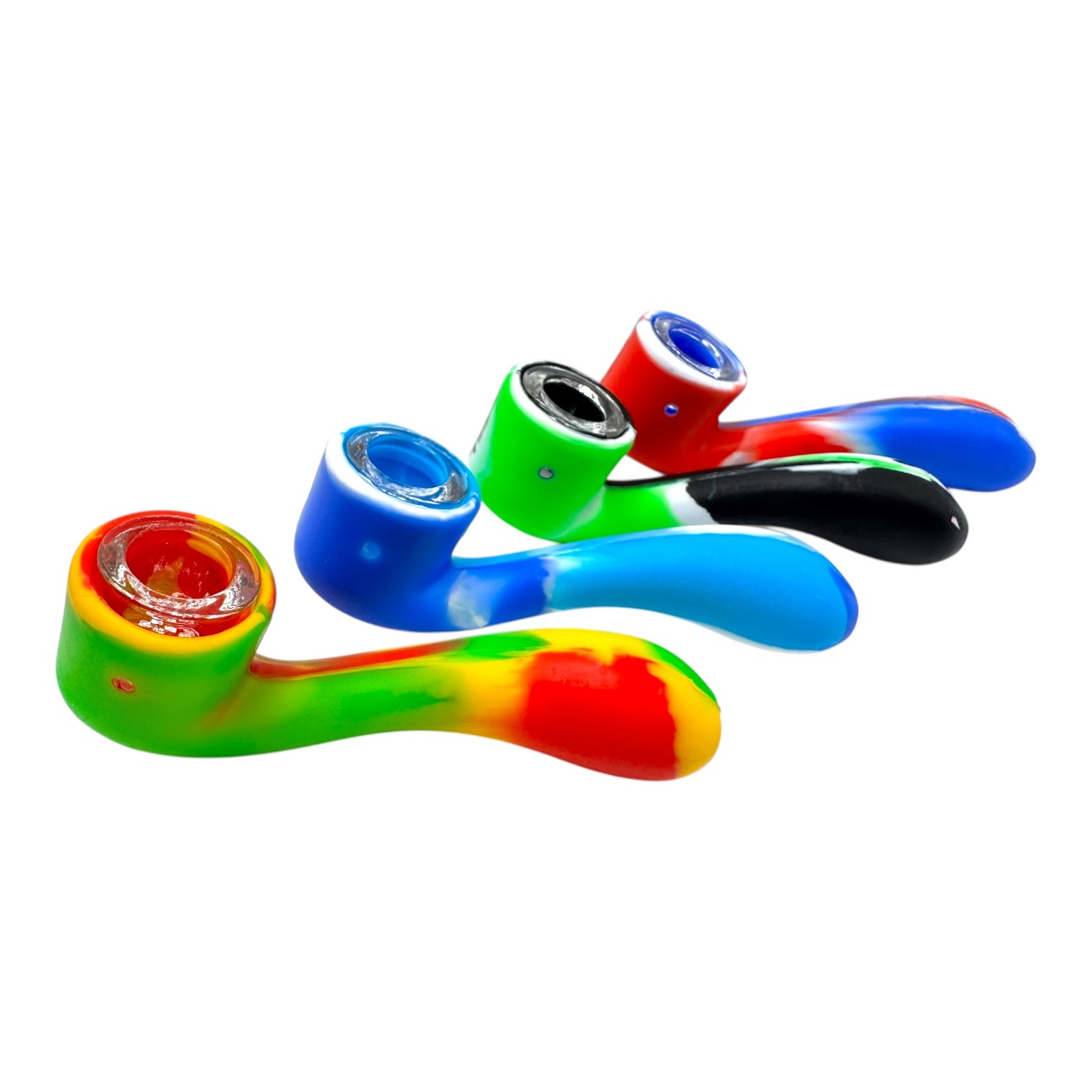 4.5" Silicone Sherlock Hand Pipe with Glass Bowl "DA-004SP"