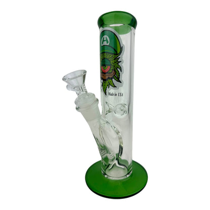 10" Clear Straight Tube Ice Catcher Glass Water Pipe - Assorted Sticker Decal