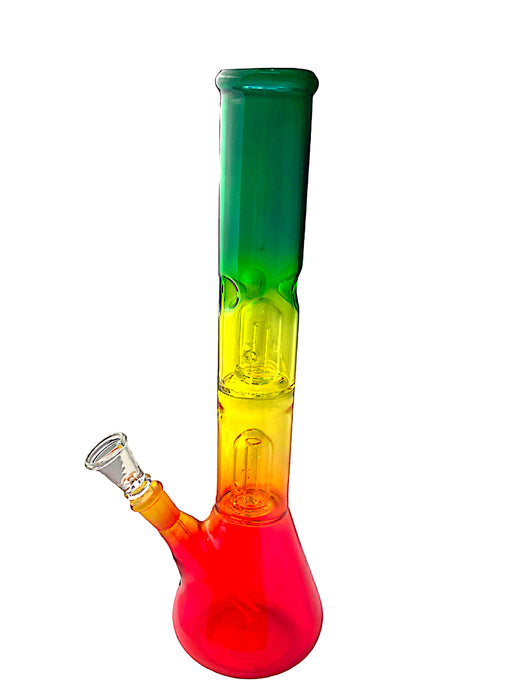 12" Clear Double Dome Colored Beaker Glass Water Pipe