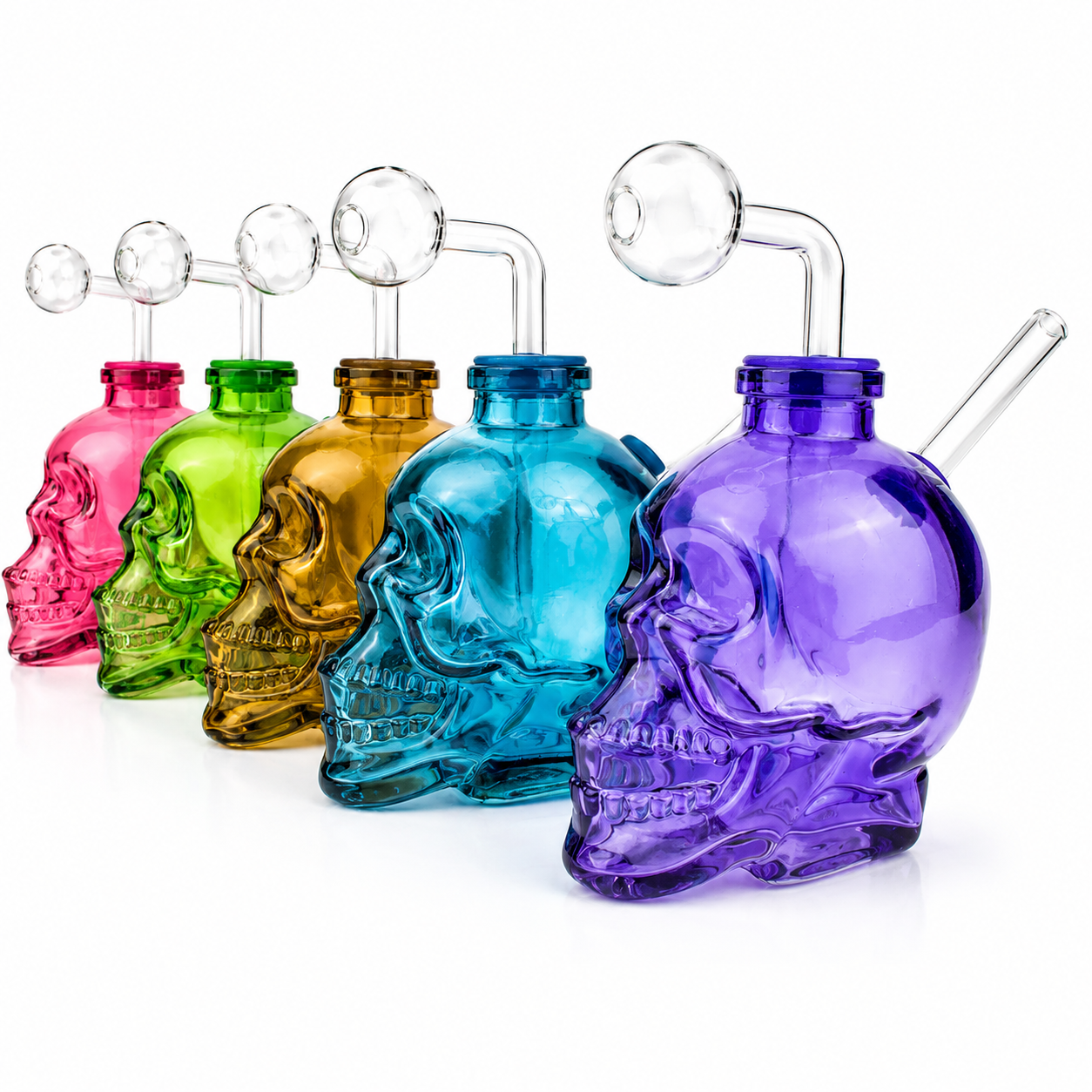 4"  Heavy Glass Skull OB Water Pipe