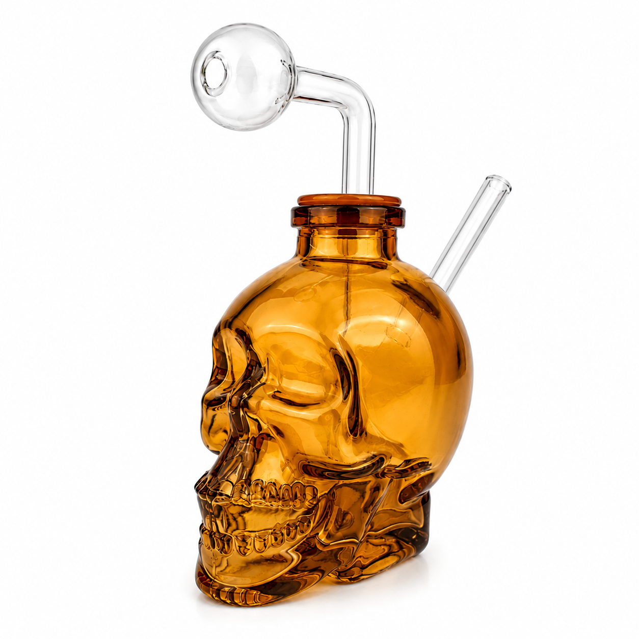 4"  Heavy Glass Skull OB Water Pipe