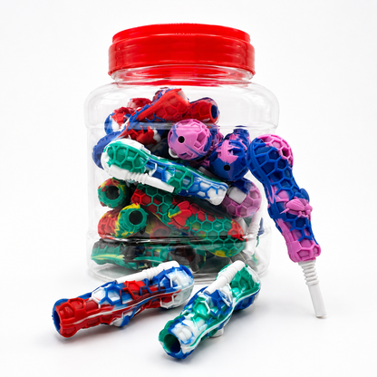 4" Silicone Straw Nector Collector with 10mm Cermic Tip 30ct Jar - 12Jars/Cs