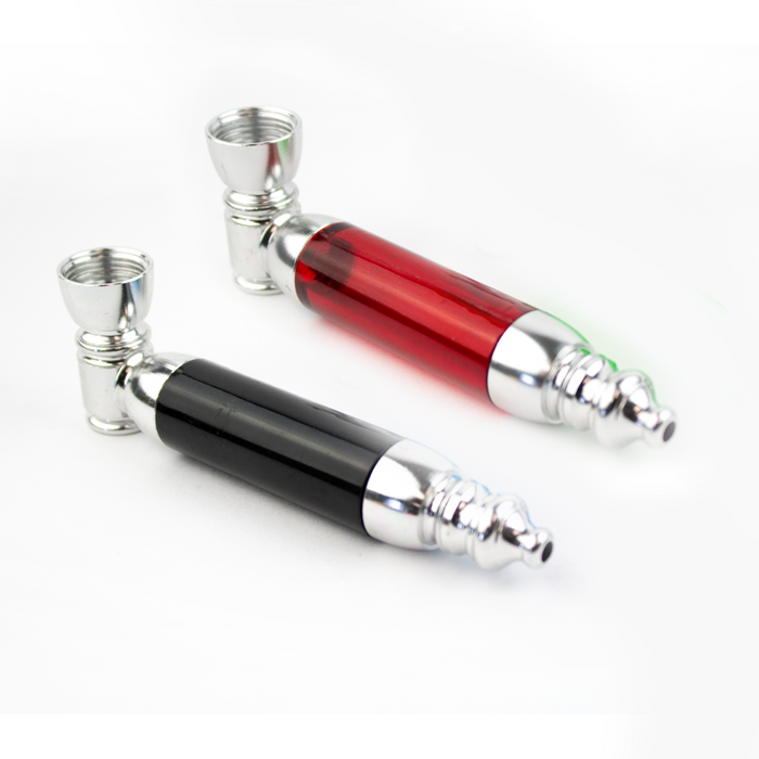 4" Colored Acrylic Metal Hand Pipe
