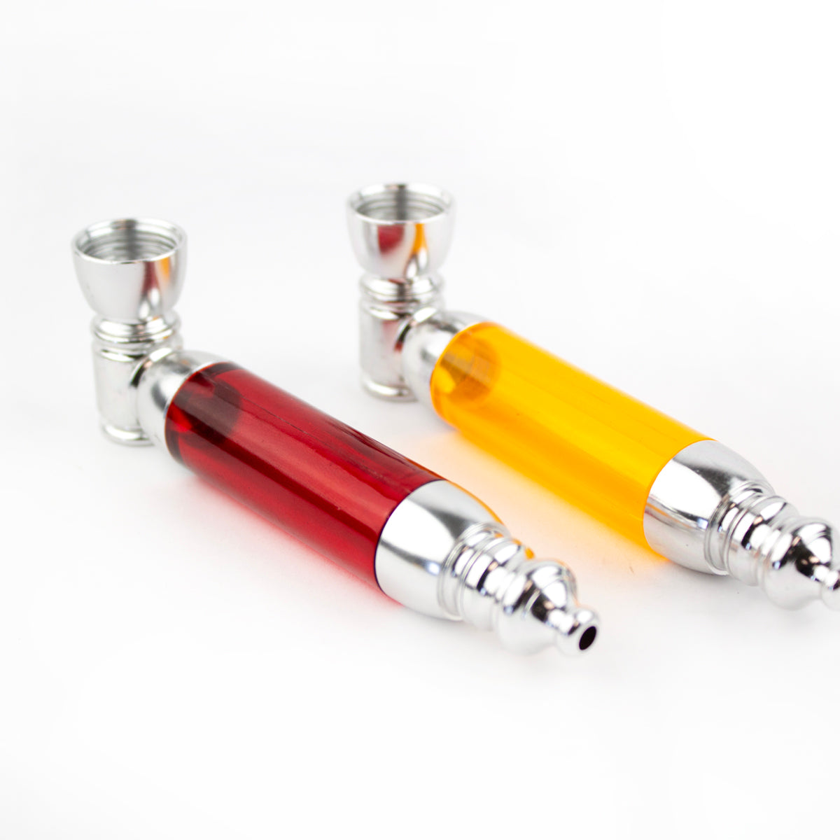 4" Colored Acrylic Metal Hand Pipe