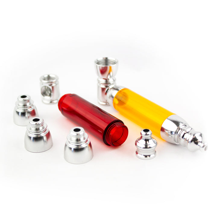 4" Colored Acrylic Metal Hand Pipe