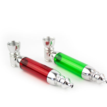 4" Colored Acrylic Metal Hand Pipe