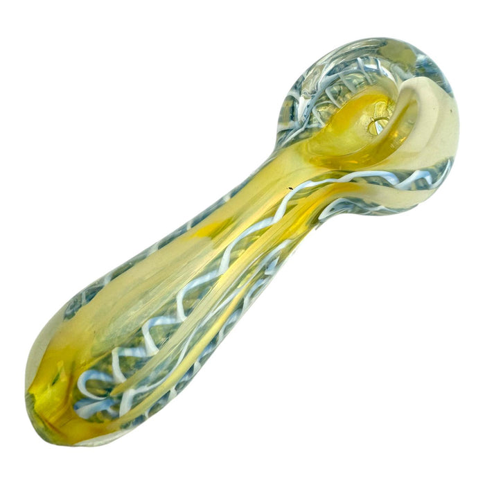 4" Fumed Blue Wig Wag Glass Hand Pipe (Assorted Colors)