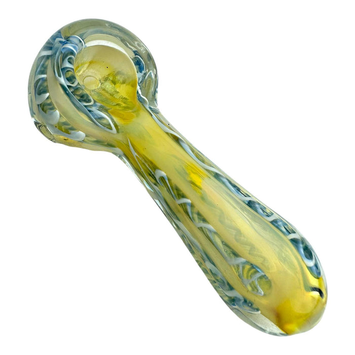 4" Fumed Blue Wig Wag Glass Hand Pipe (Assorted Colors)