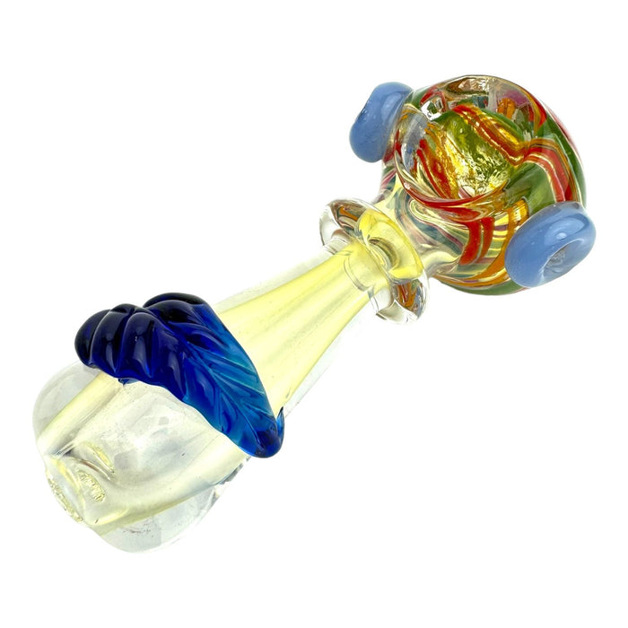 4" Leaf Color Swirl w/ Ring Glass Hand Pipe (Assorted Colors)