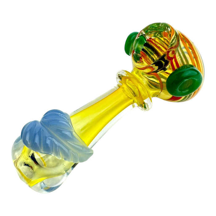 4" Leaf Color Swirl w/ Ring Glass Hand Pipe (Assorted Colors)