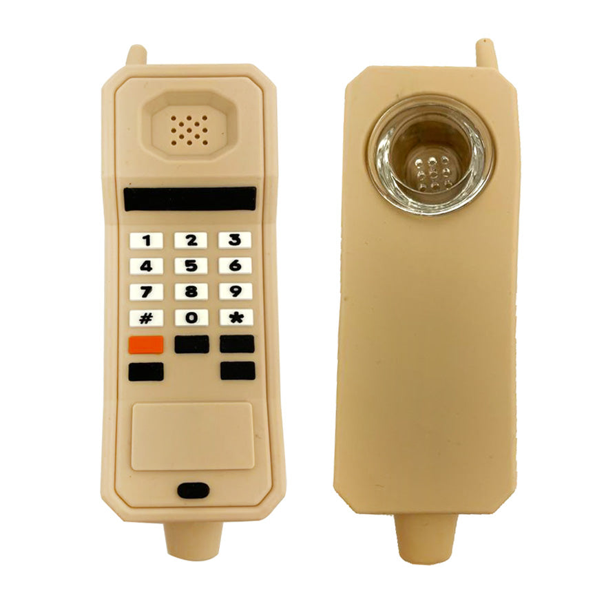 4" Cell Phone Silicone Hand Pipe With Glass Bowl