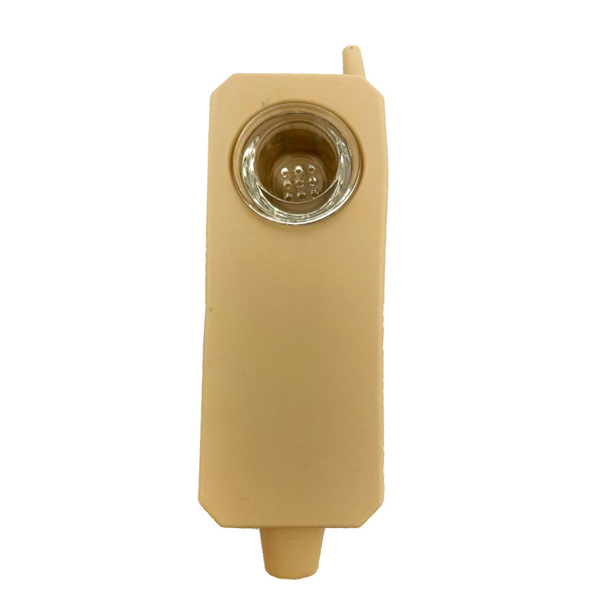4" Cell Phone Silicone Hand Pipe With Glass Bowl