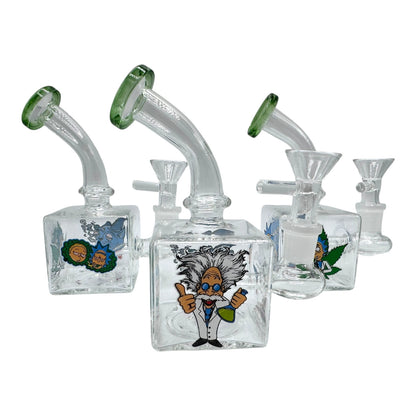 4" R &M Cube Glass Water Pipe "DA-093BO"