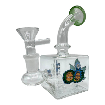 4" R &M Cube Glass Water Pipe "DA-093BO"