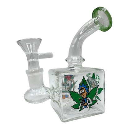 4" R &M Cube Glass Water Pipe "DA-093BO"