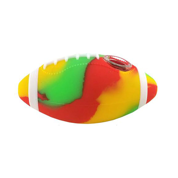 4" Silicone Football Hand Pipe With Glass Bowl (Assorted Colors)