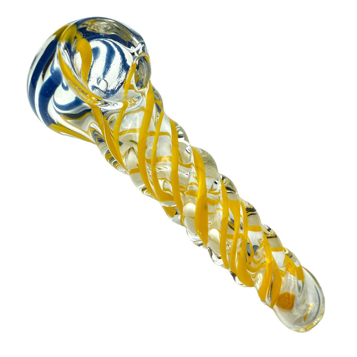 4" Wig Wag Swirl Glass Hand Pipe (Assorted Shapes & Colors)