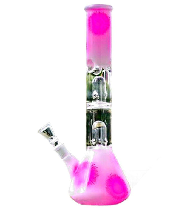 12" Clear Double Dome Colored Beaker Glass Water Pipe