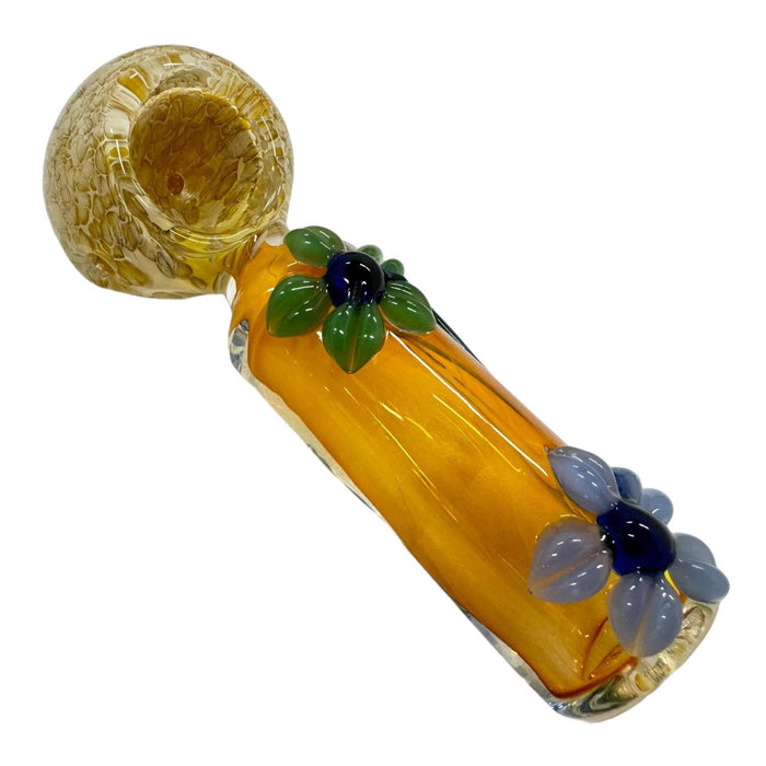 5.5" Fumed Yellow w/ 2 Flower Glass Hand Pipe (Assorted Colors)
