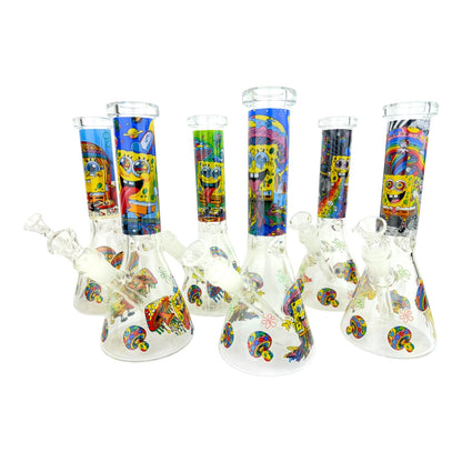 10" Sponge Character Beaker Glass Water Pipe (Assorted)