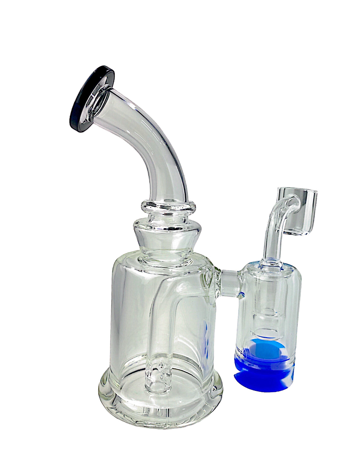 7" Bent Neck Dab Rig w/ Silicone Reclaimer Catcher Jar (Assorted Colors)