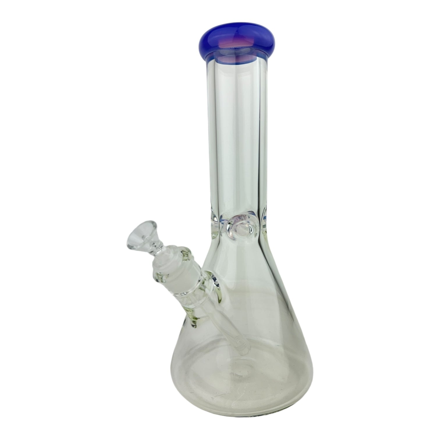 12" 9mm Clear Thick Beaker Colored Top G/G Glass Water Pipe "WP-89-12"