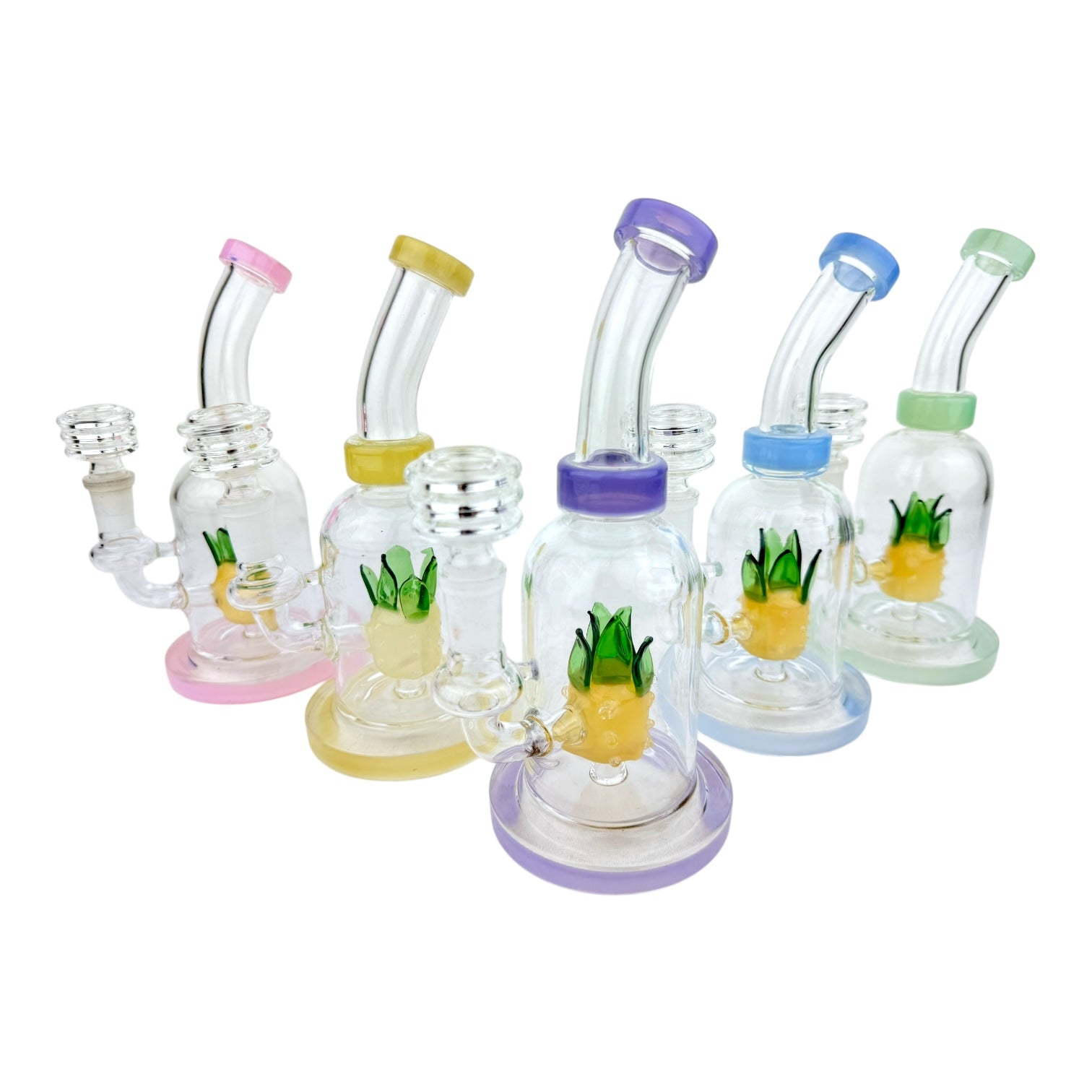 8" Pineapple Bent Neck 14mm Glass Water Pipe