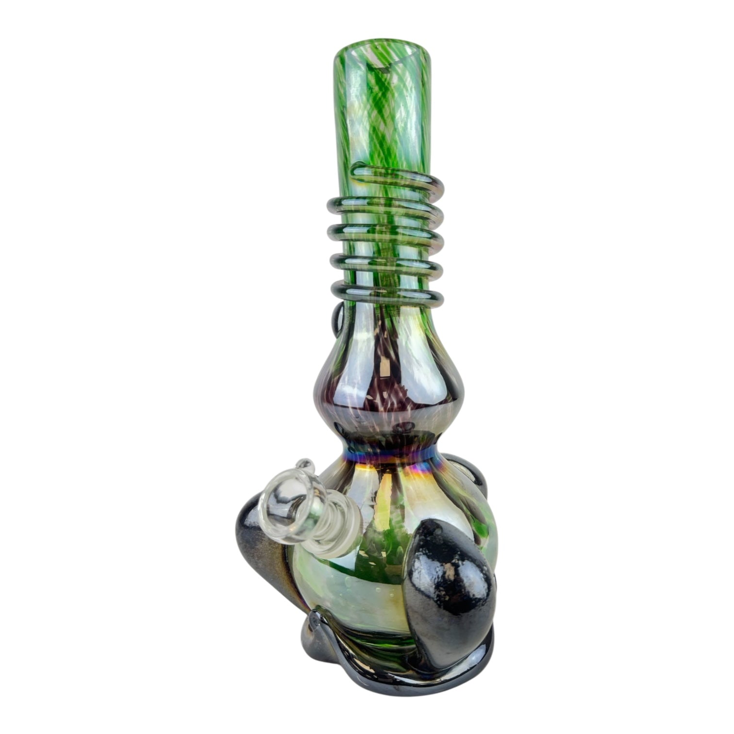 10.5" Chrome Swirl Soft Glass Vase Water Pipe (Assorted Colors)