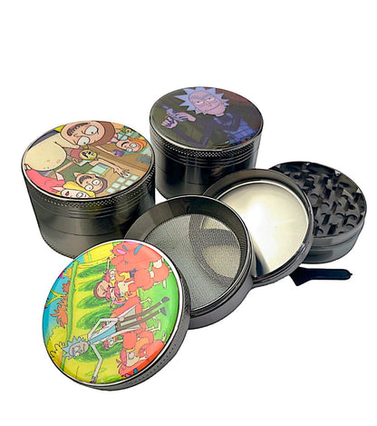 4Pc Characters Metal Grinders . Assorted Stickers