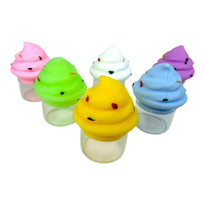 Ice cream Silicone Glass Wax Oil Container Jar (Assorted Colors)
