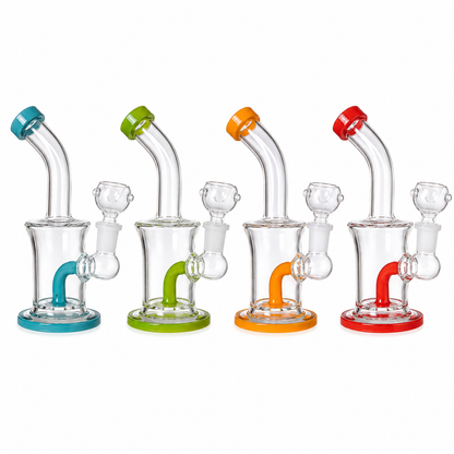 5" Glass on Glass Color Base Recycler Water Pipe