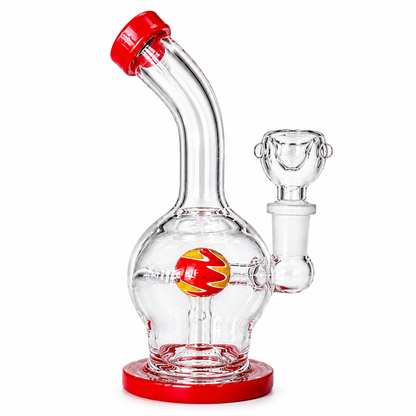 5" Glass on Glass Glove Round Multi Color Perc Water Pipe
