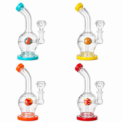 5" Glass on Glass Glove Round Multi Color Perc Water Pipe