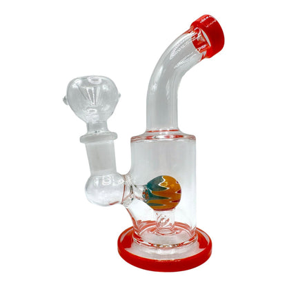 5" Glass on Glass Round Multi Color Perc Water Pipe 128/MC