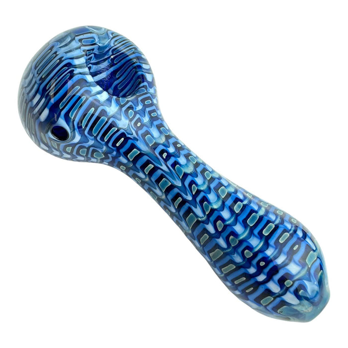 5" Blue Spider Web Drip Glass Hand Pipe