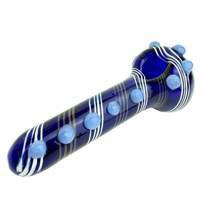 5" Color Spoon Glass White Swirl Hand Pipe with Bumps - (Assorted Colors)