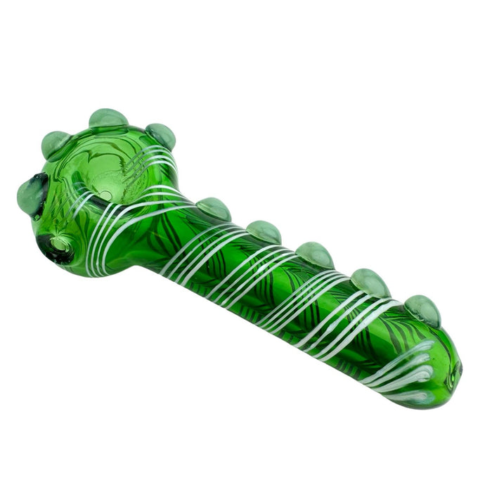 5" Color Spoon Glass White Swirl Hand Pipe with Bumps - (Assorted Colors)