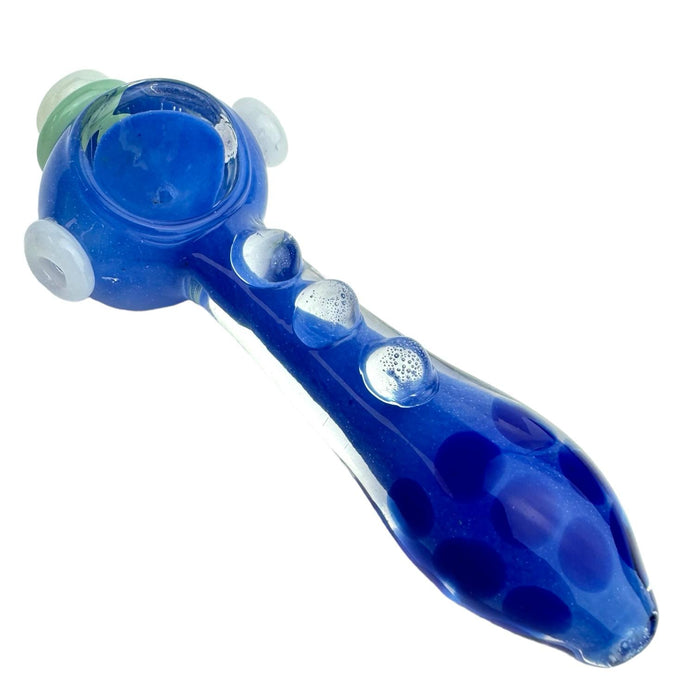 5" Color Spotted w/ Bumps Glass Hand Pipe - (Assorted Colors)