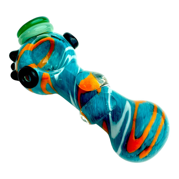 5" Fatty Wigwag Button Color Glass Hand Pipe (Assorted Colors)