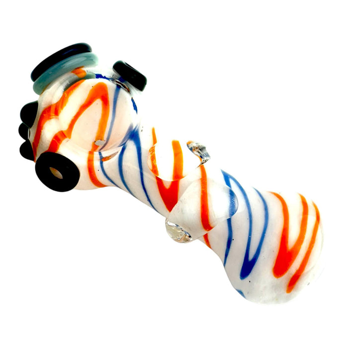 5" Fatty Wigwag Button Color Glass Hand Pipe (Assorted Colors)